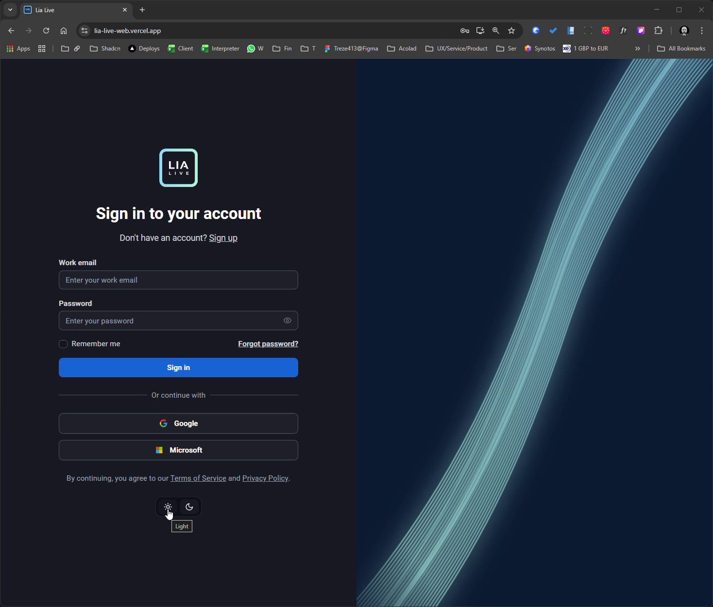 Lia Live client interface — session joining