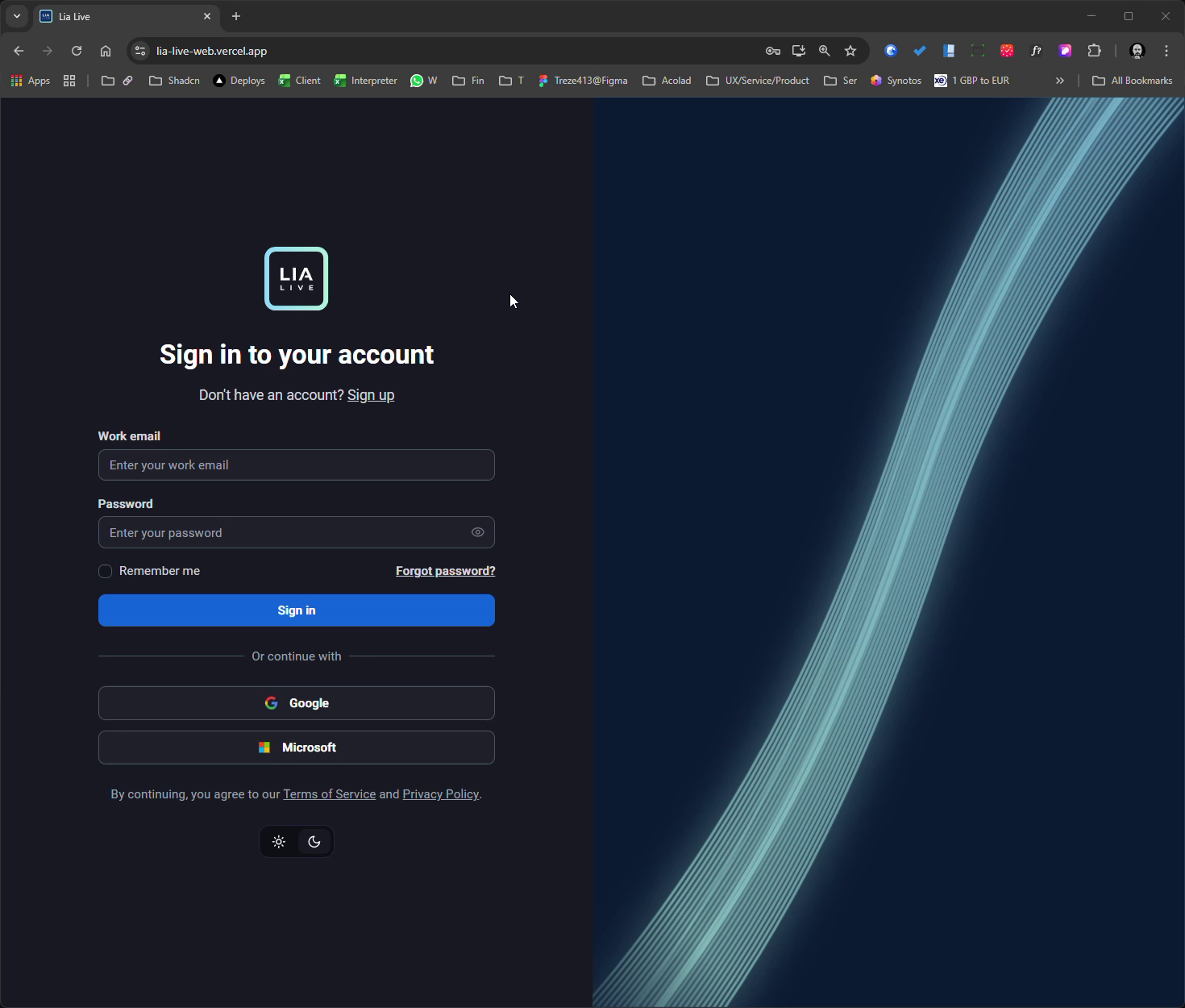 Lia Live interpreter workspace — channel management