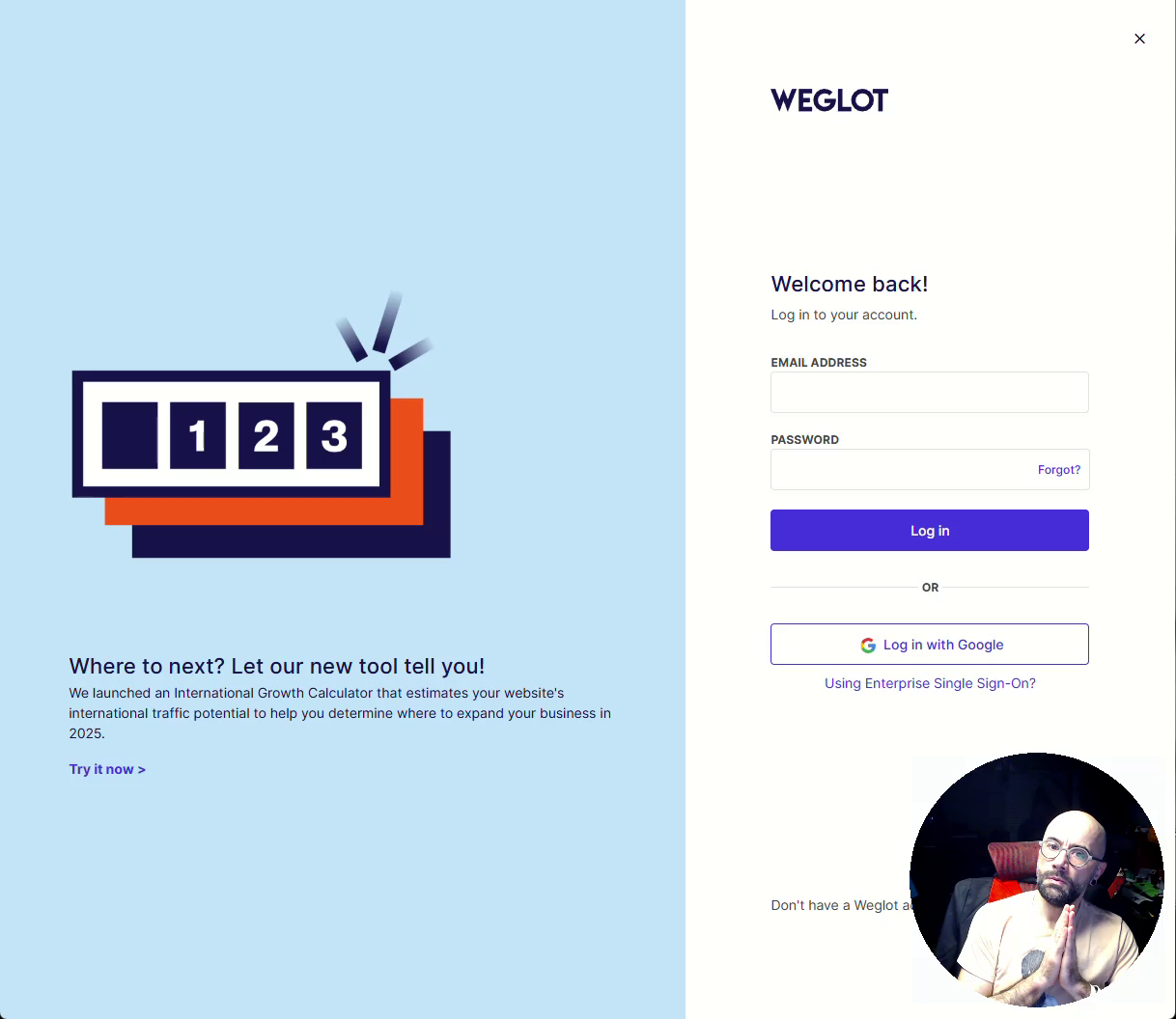 Weglot self-registration UX assessment