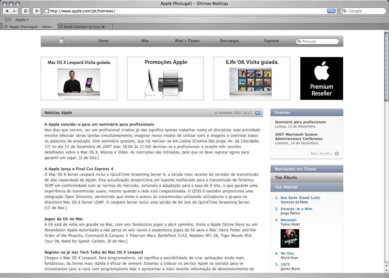Apple News microsite for apple.com/pt