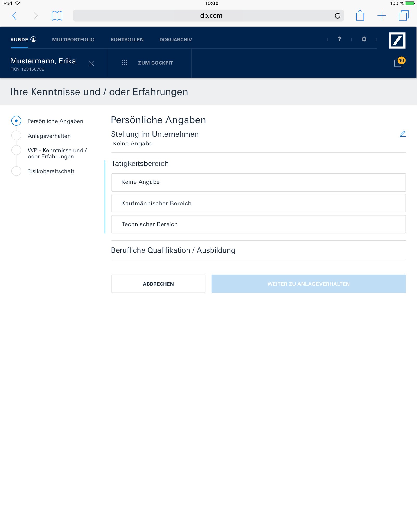 Customer Portfolio Overview screen 25