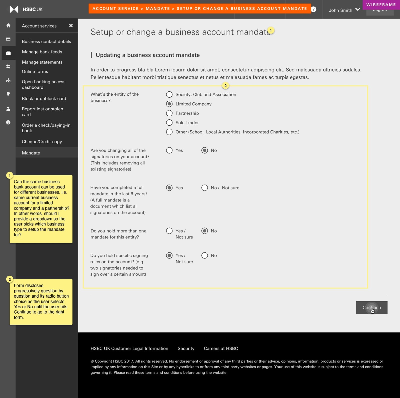 CMB Mandates wireframe — custom signing rules builder