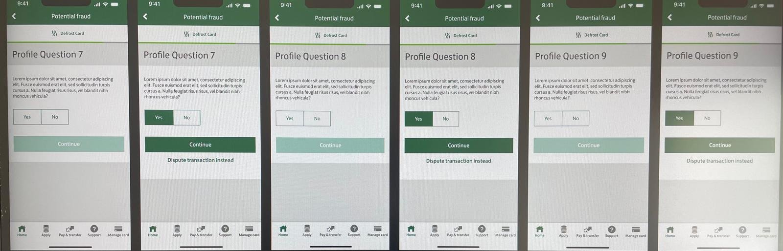 Fraud profiling potential questions — screen 3