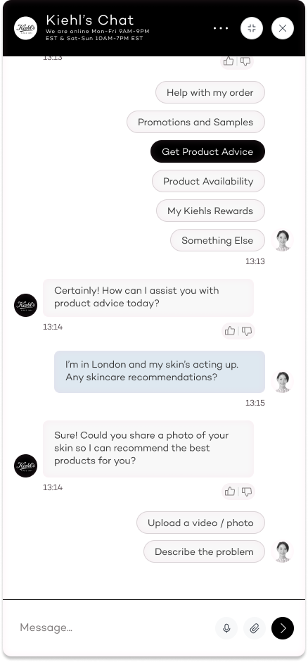 L'Oréal AI Chatbot prototype screen 5