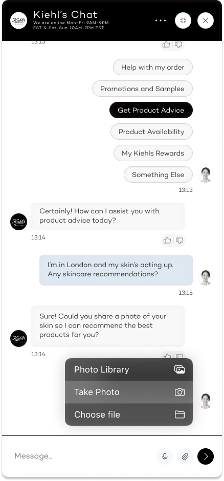 L'Oréal AI Chatbot prototype screen 6