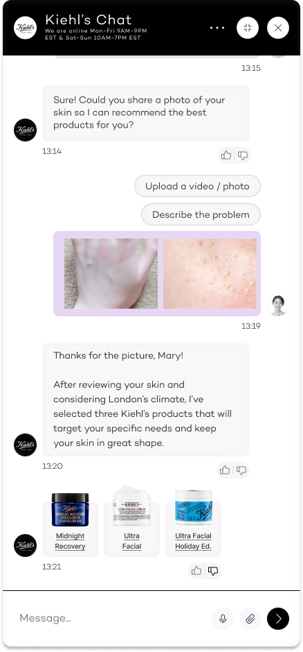 L'Oréal AI Chatbot prototype screen 8