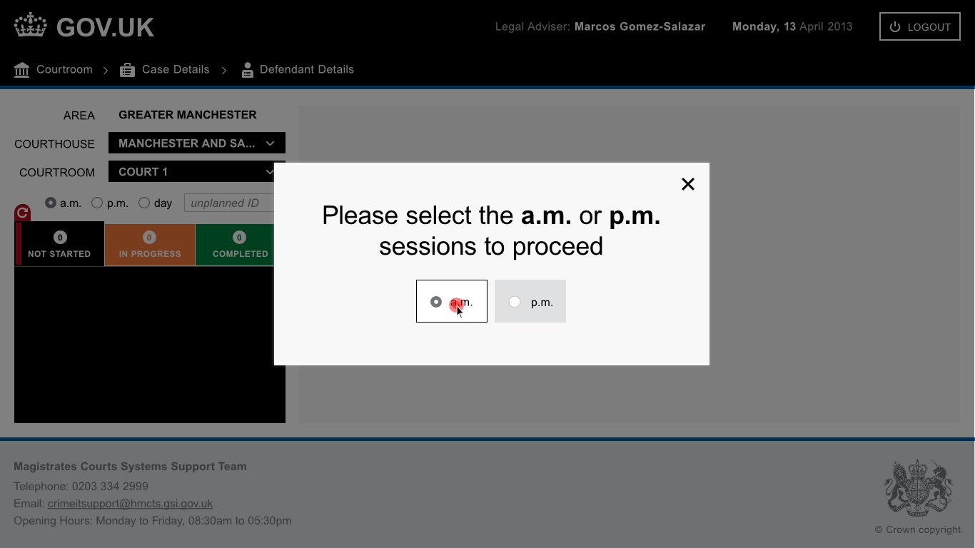 Magistrates Courts Systems screen 3