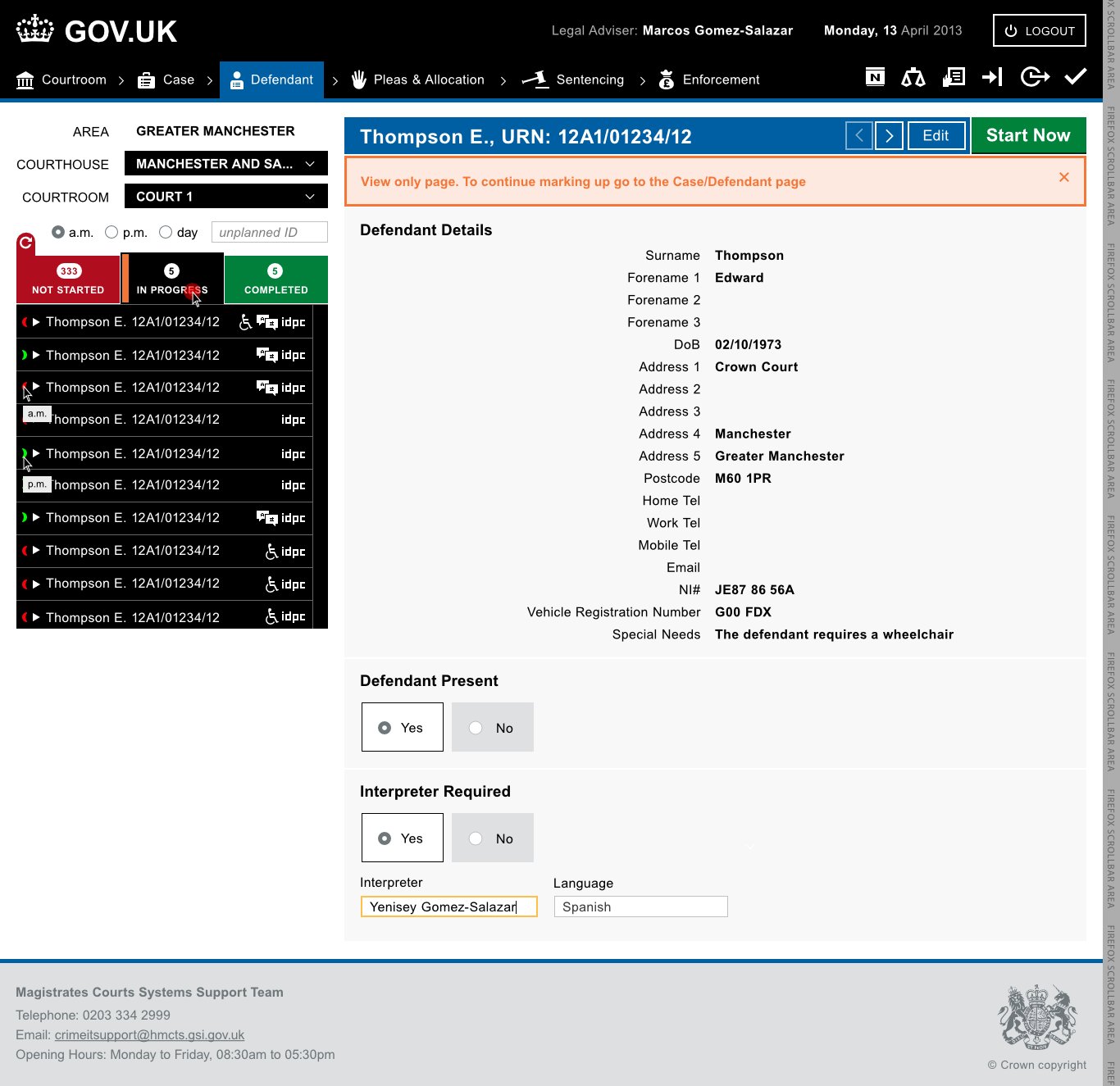 Magistrates Courts Systems screen 7