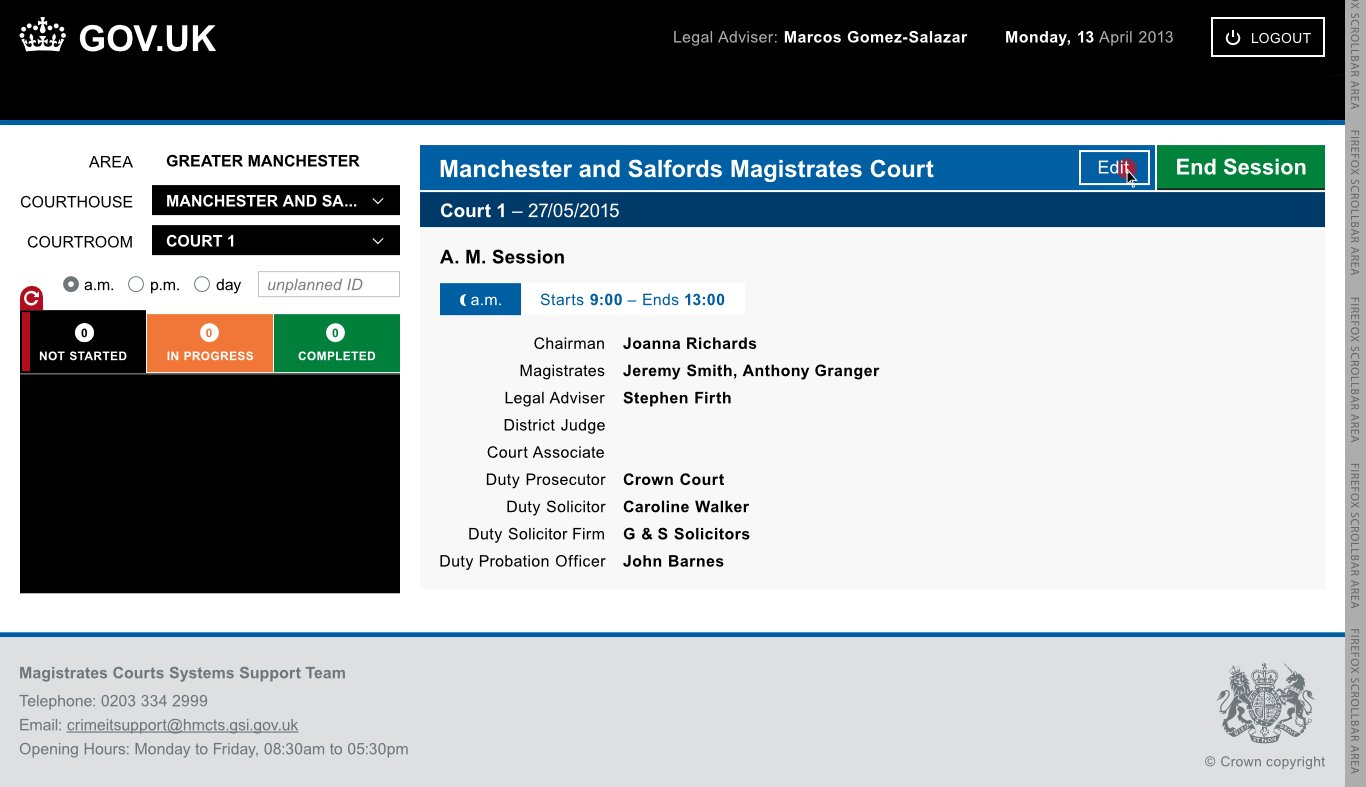 Magistrates Courts Systems screen 10