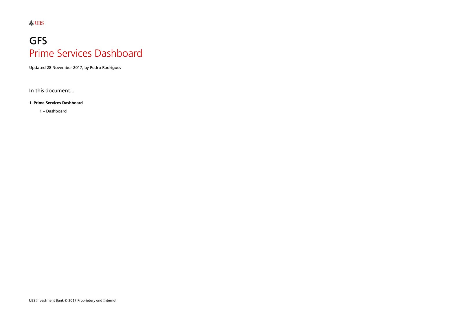 UBS Neo Prime Services Dashboard