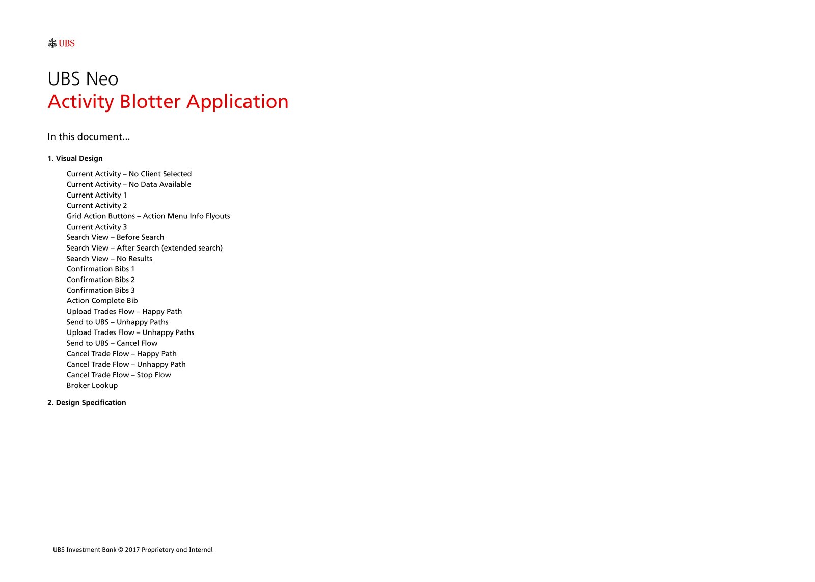UBS Neo Activity Blotter