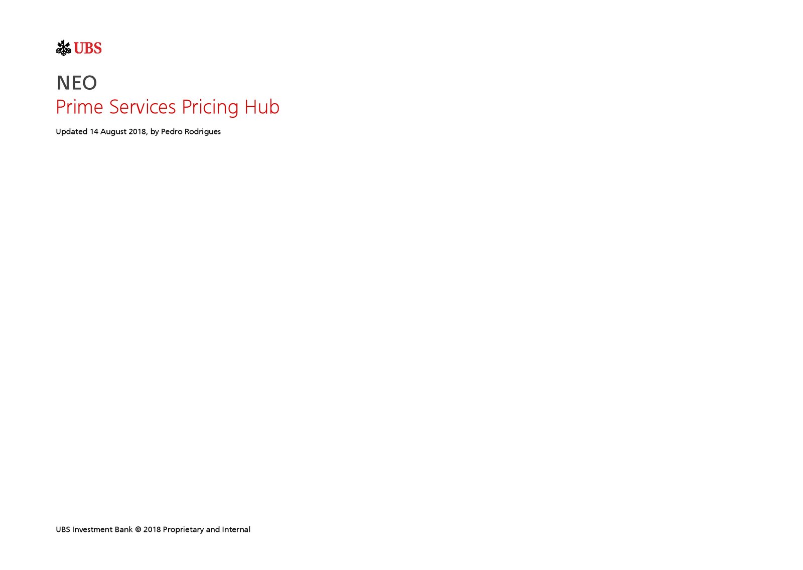 UBS Neo Prime Services Pricing Hub
