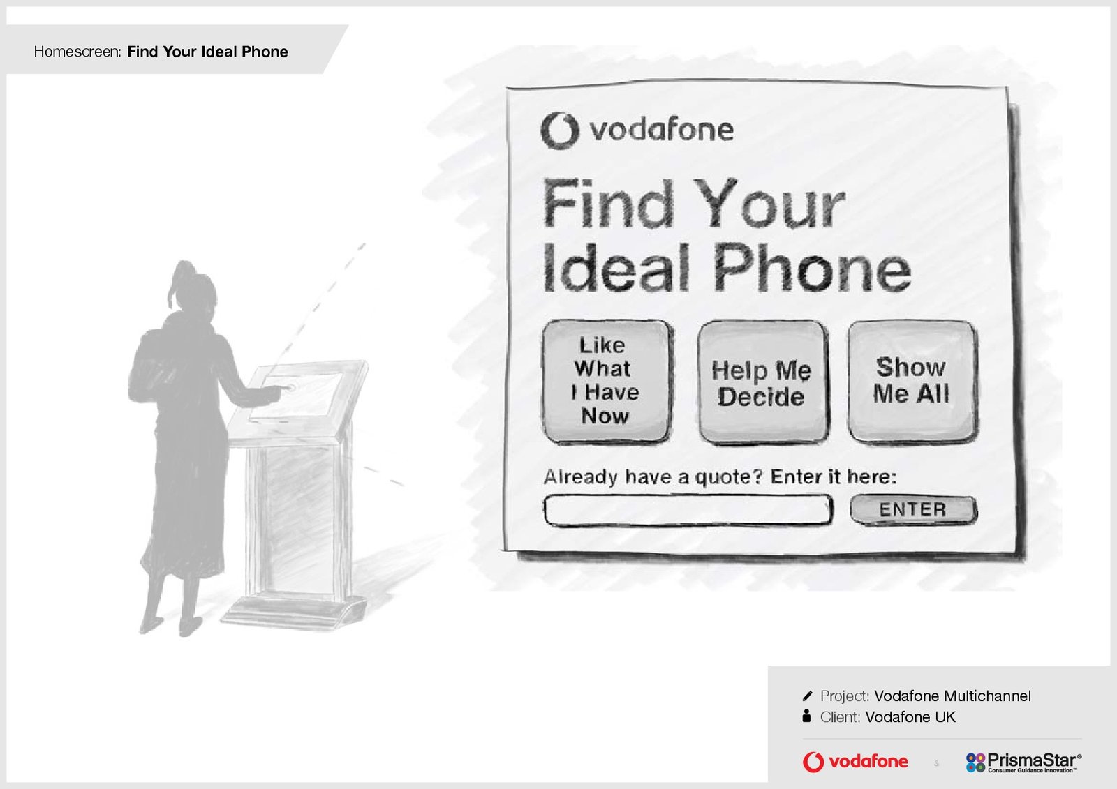 Phone selector in-store kiosk UX sketch 2